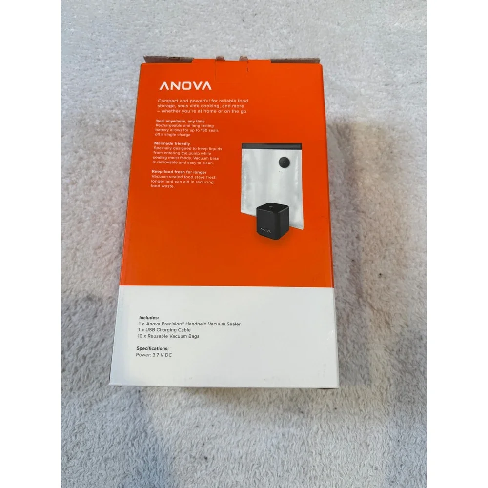 Anova Precision Handheld Vacuum Sealer ANHV01-US00 Black with 10 Reusable Bags
